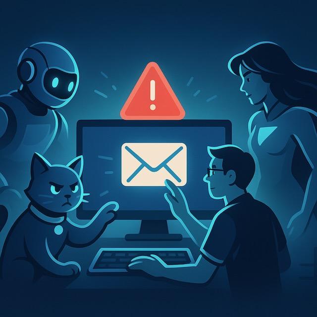 wordpressでメールが届かない問題を確認するキャラクターたちのイラスト