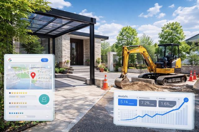 建設業のホームページ集客と検索順位向上をイメージした外構工事の施工現場